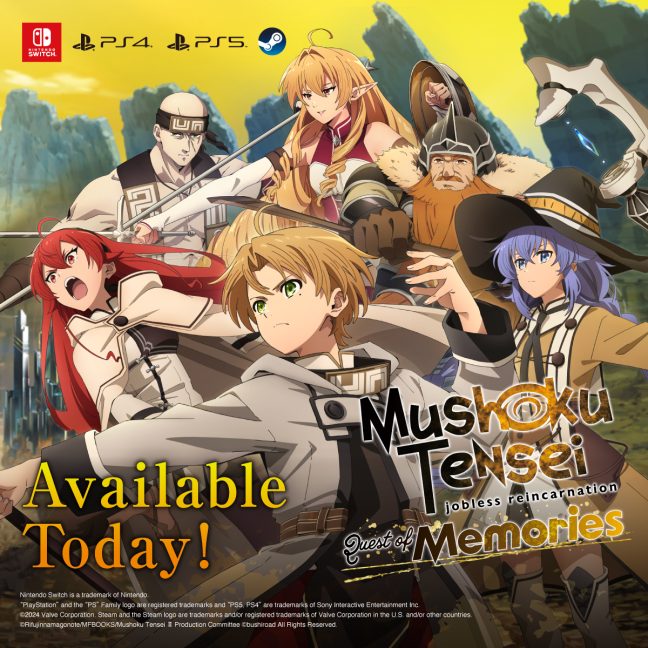 “Mushoku Tensei: Jobless Reincarnation Quest of Memories” is now released on Nintendo Switch・PlayStation4・PlayStation5・Steam!